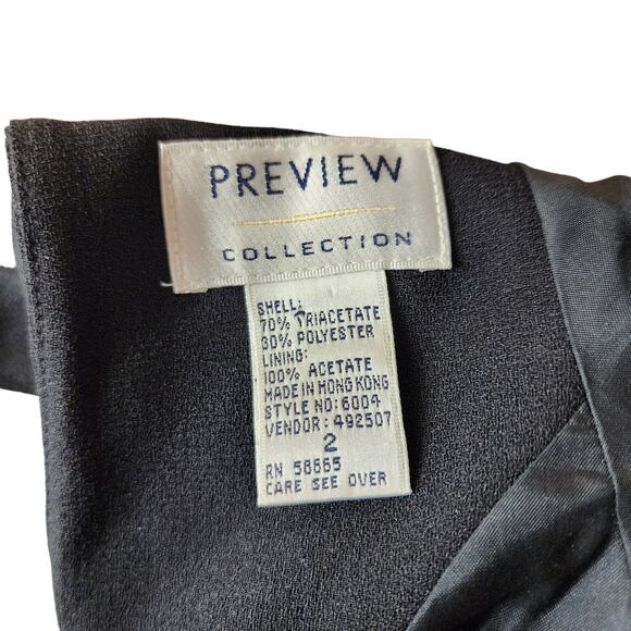 Preview Collection Pencil Dress 2 Womens Black Scoop Neck Cross Back Slit Gothic - Picture 3 of 11